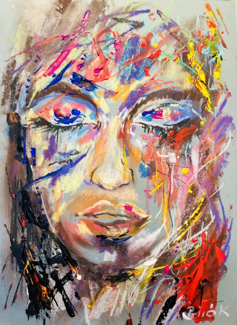 Street art woman face. Christmas discount! Painting by Konrad Biro ...