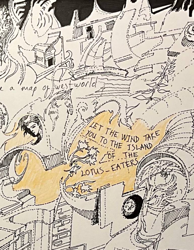 Original Art Nouveau Fantasy Drawing by Ruken Aslan