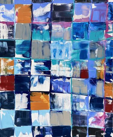 Saatchi Art Artist Seb Sweatman; Painting, “Composition 7x6G1 Blue” #art