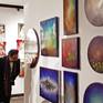 Micro Macro Cosmos painting (shown in the middle) is mounted onto a 3 cm wooden frame.