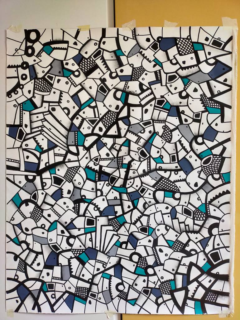 Original Abstract Expressionism Abstract Painting by Riccardo Capparella Aka Ticco