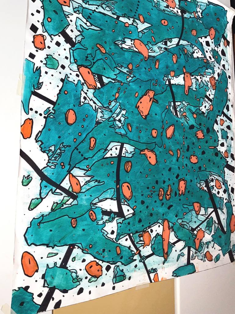 Original Art Deco Abstract Painting by Riccardo Capparella Aka Ticco