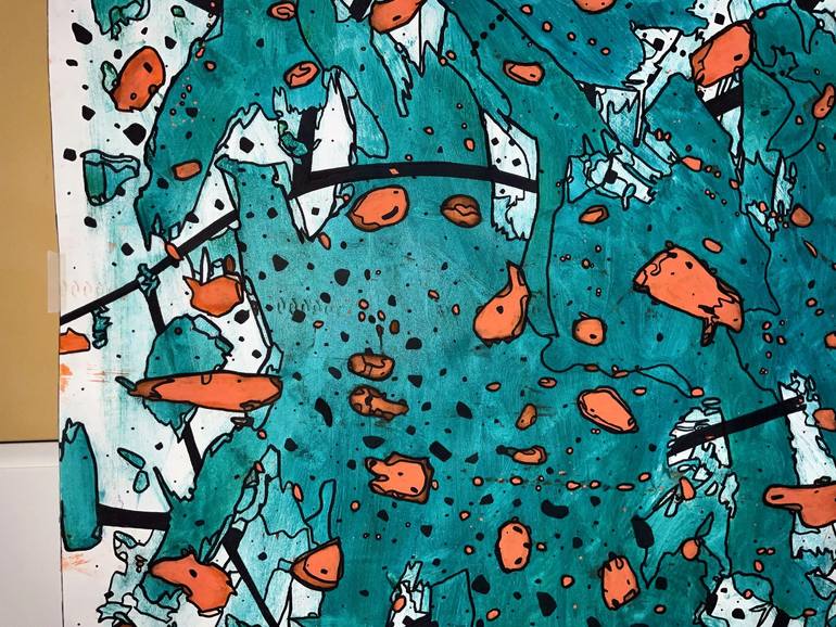 Original Art Deco Abstract Painting by Riccardo Capparella Aka Ticco