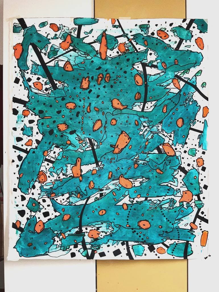 Original Art Deco Abstract Painting by Riccardo Capparella Aka Ticco