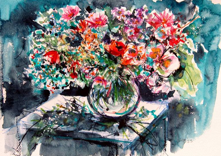 Bouquet of flowers Painting by Kovacs Anna Brigitta | Saatchi Art