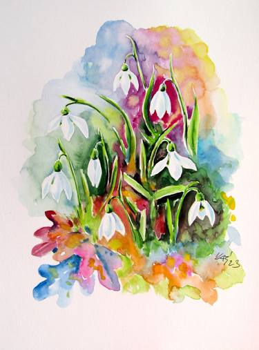 Print of Impressionism Floral Paintings by Kovacs Anna Brigitta