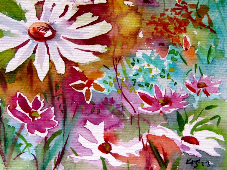 Original Impressionism Floral Painting by Kovacs Anna Brigitta