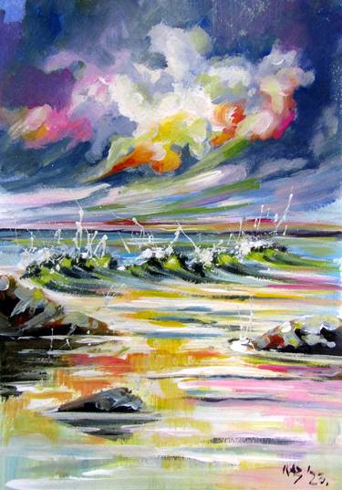 Print of Impressionism Seascape Paintings by Kovacs Anna Brigitta