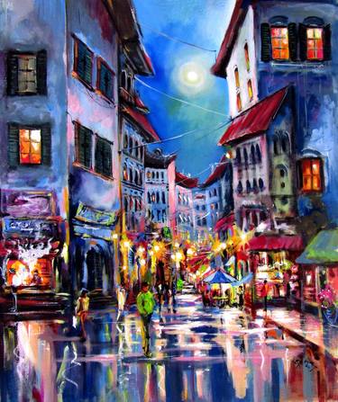 Original Impressionism Cities Paintings by Kovacs Anna Brigitta