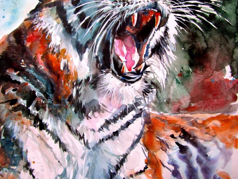 Original Impressionism Animal Painting by Kovacs Anna Brigitta