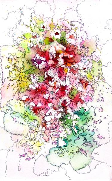 Print of Impressionism Floral Paintings by Kovacs Anna Brigitta