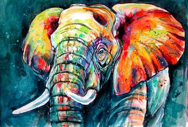 Majestic colorful elephant thumb