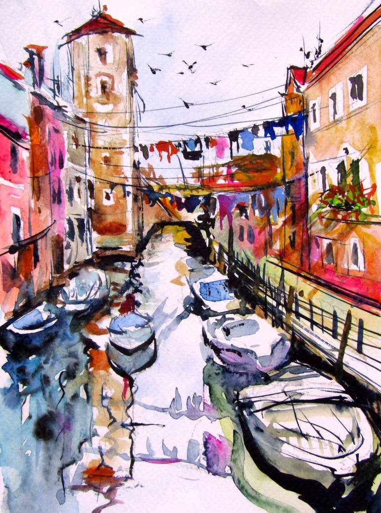 Print of Impressionism Boat Paintings by Kovacs Anna Brigitta