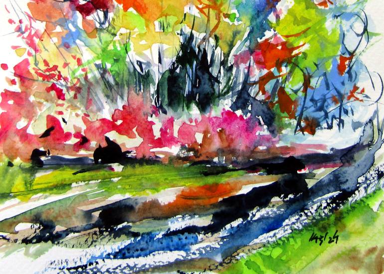Original Impressionism Landscape Painting by Kovacs Anna Brigitta