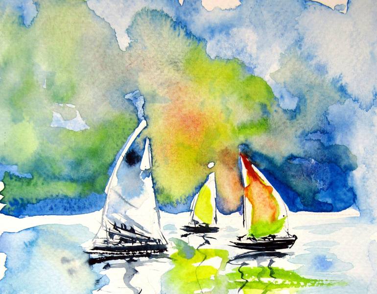 Original Impressionism Seascape Painting by Kovacs Anna Brigitta