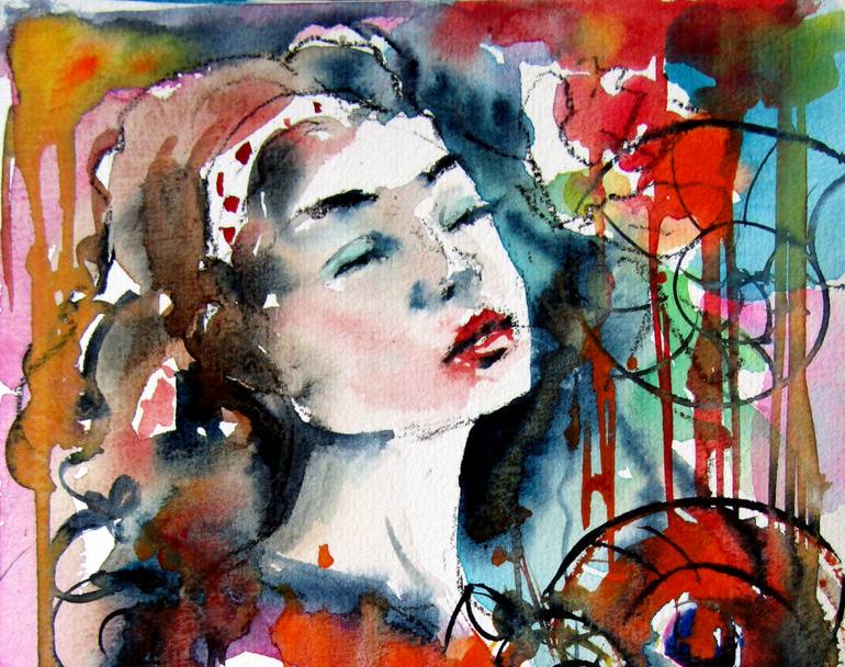 Original Impressionism Women Painting by Kovacs Anna Brigitta