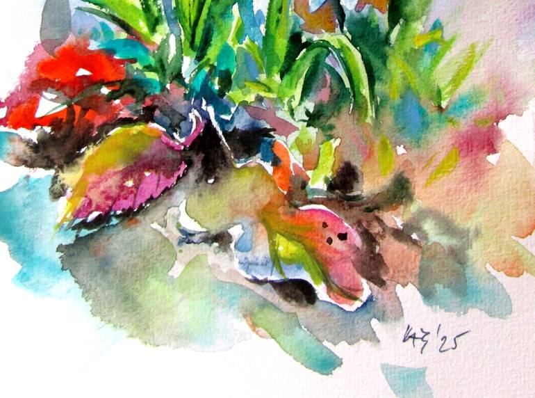 Original Impressionism Floral Painting by Kovacs Anna Brigitta