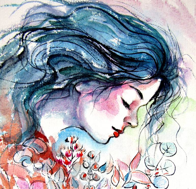 Original Impressionism Women Painting by Kovacs Anna Brigitta