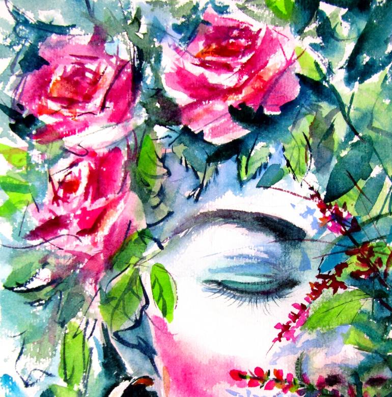 Original Impressionism Women Painting by Kovacs Anna Brigitta