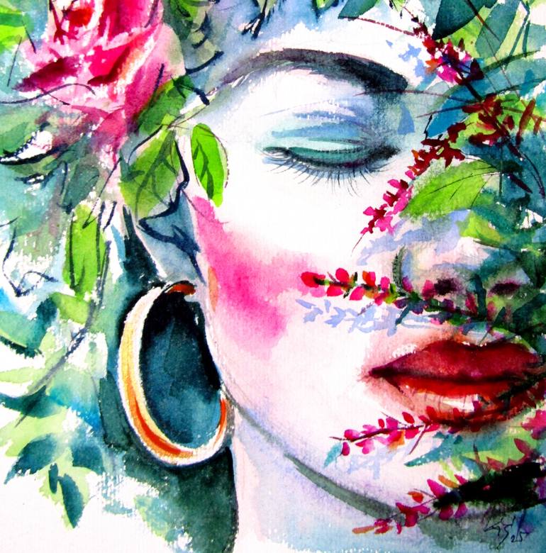 Original Impressionism Women Painting by Kovacs Anna Brigitta