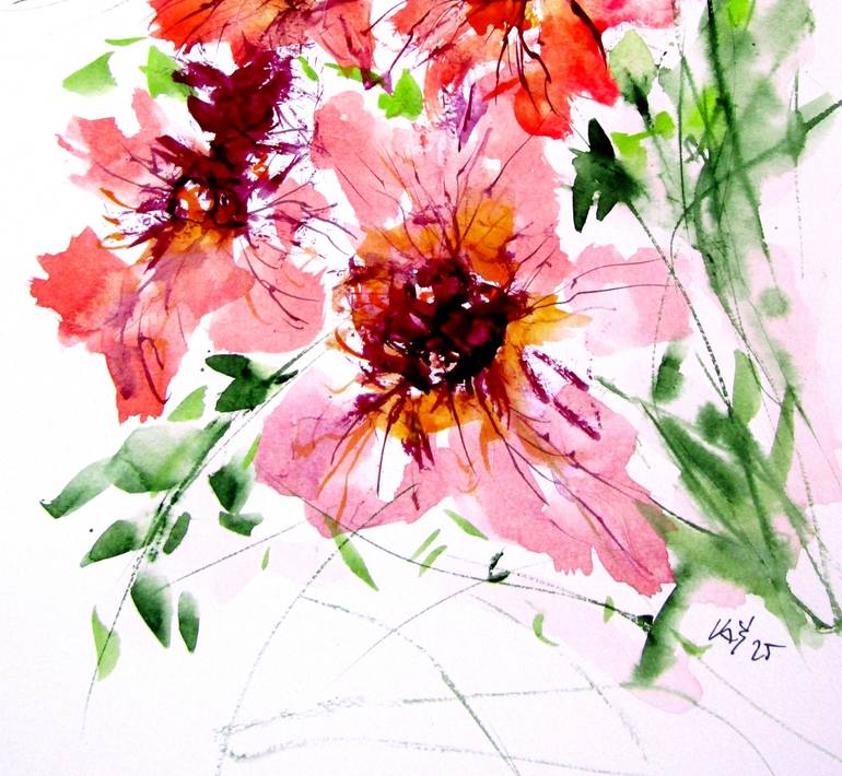 Original Impressionism Floral Painting by Kovacs Anna Brigitta