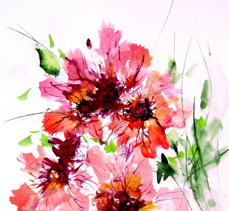 Original Impressionism Floral Painting by Kovacs Anna Brigitta