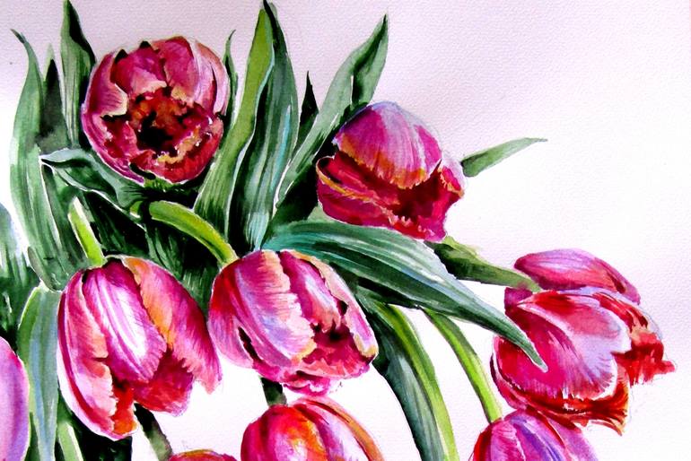 Original Impressionism Floral Painting by Kovacs Anna Brigitta