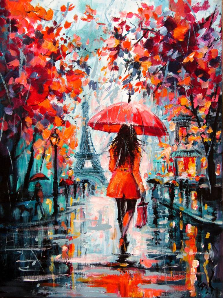 Paris at fall Painting by Kovacs Anna Brigitta | Saatchi Art Romania