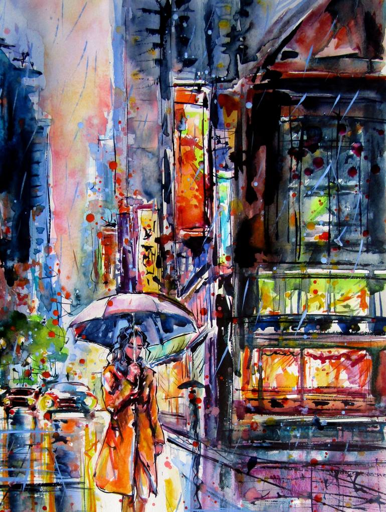 Original Impressionism Cities Painting by Kovacs Anna Brigitta