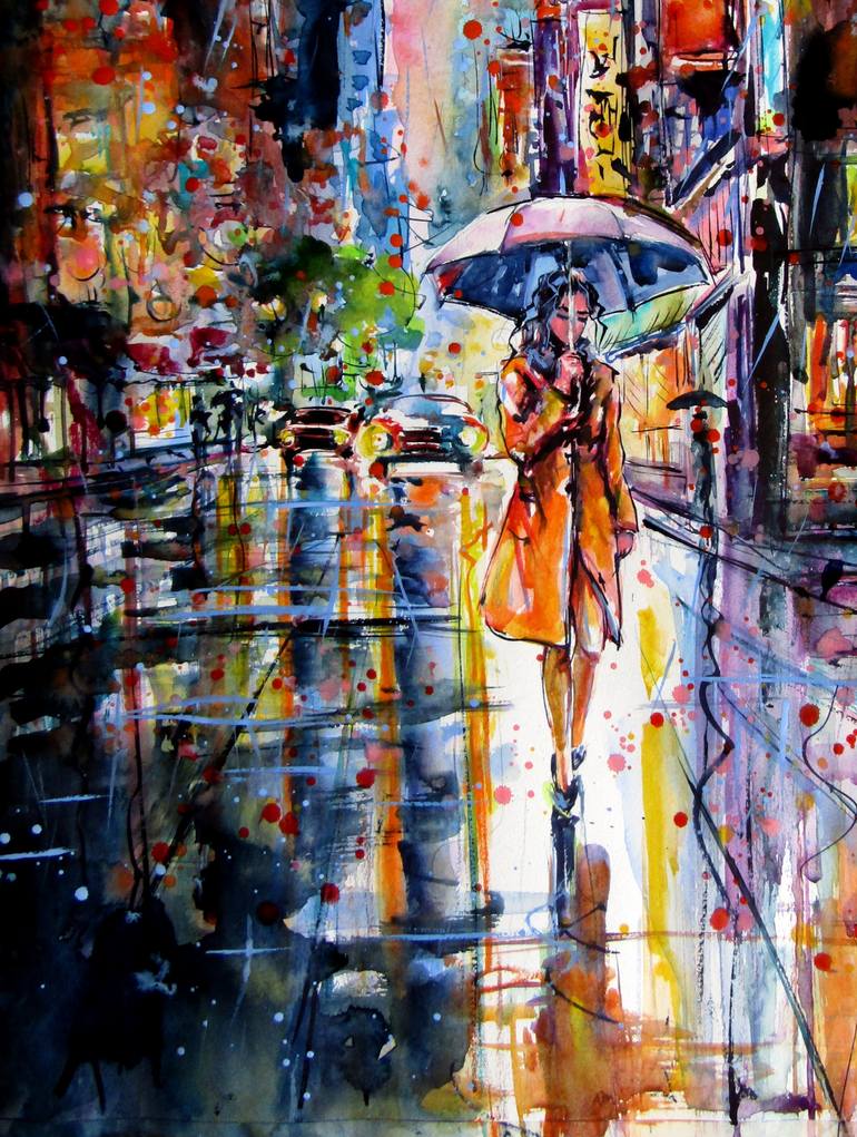 Original Impressionism Cities Painting by Kovacs Anna Brigitta