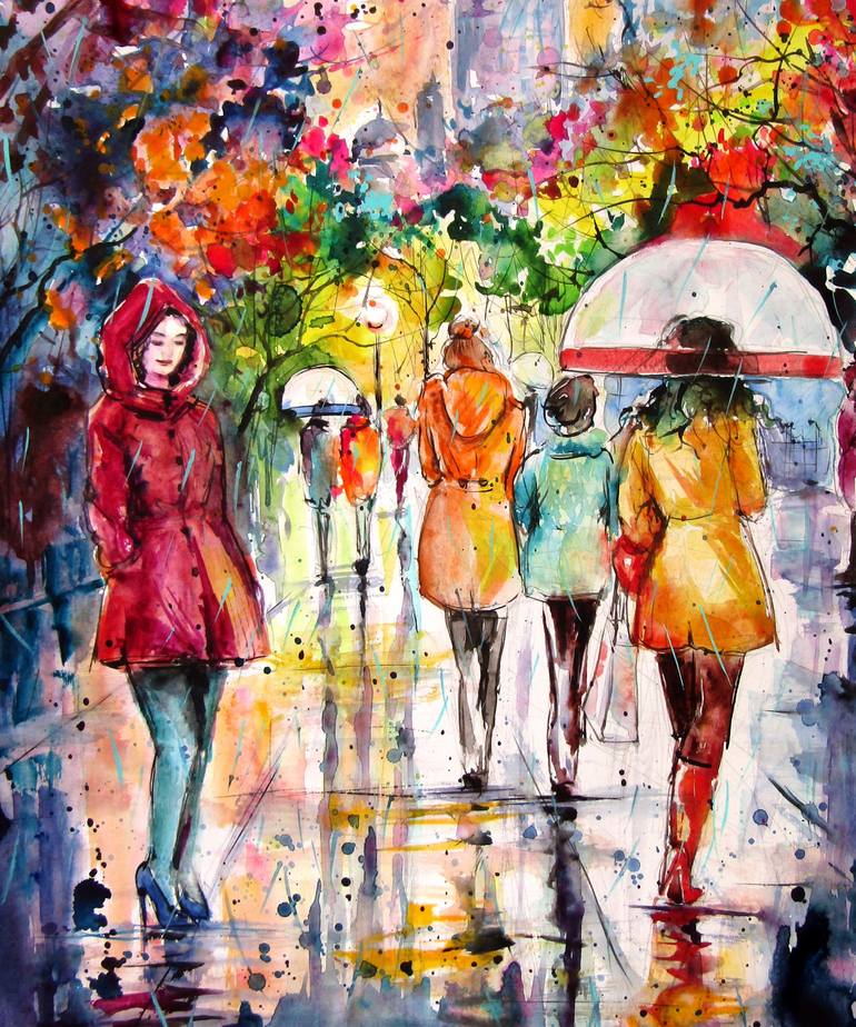 Original Impressionism Cities Painting by Kovacs Anna Brigitta