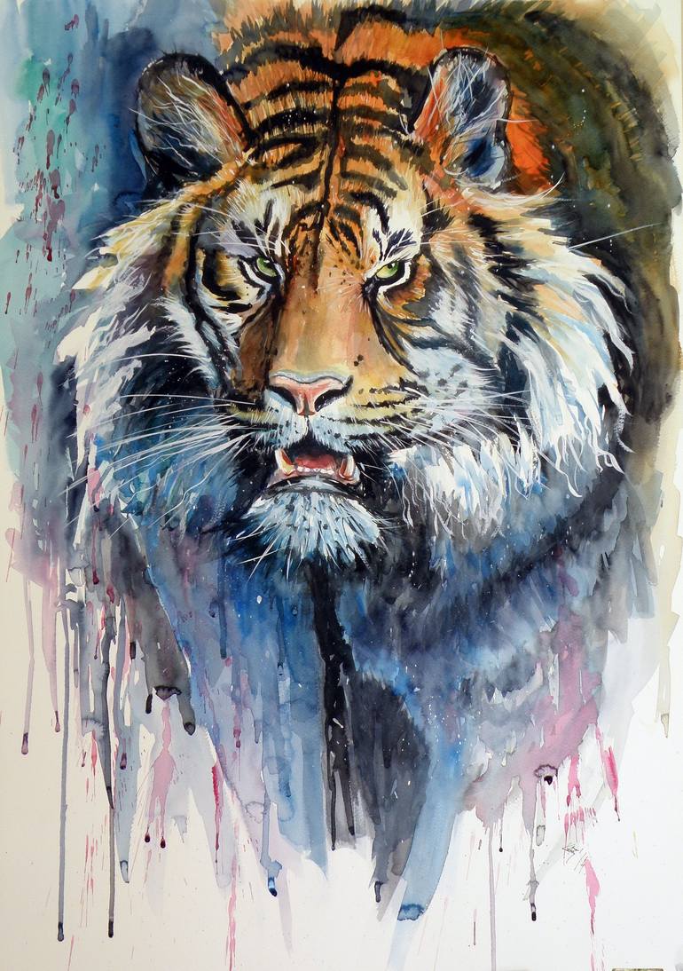 Tiger SOLD Painting by Kovacs Anna Brigitta | Saatchi Art