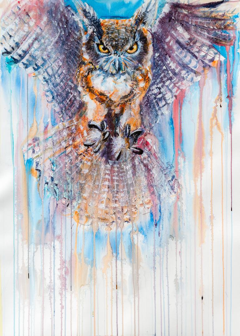 Great horned owl Painting by Kovacs Anna Brigitta Saatchi Art