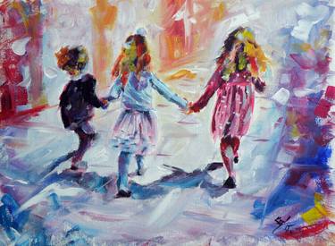 Print of Impressionism Kids Paintings by Kovacs Anna Brigitta