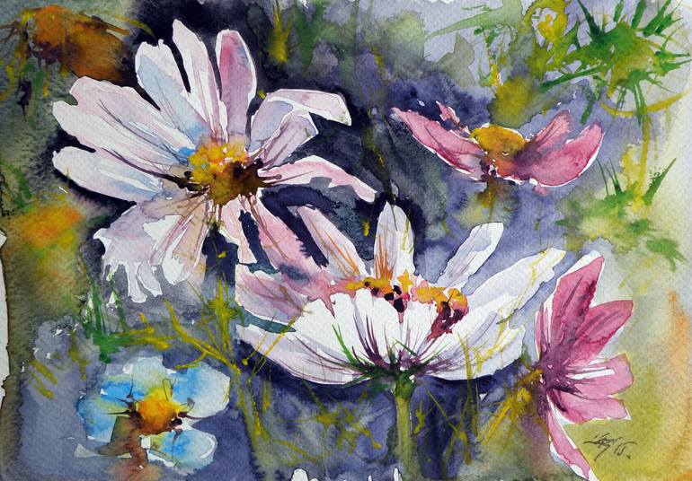 Windflowers Painting by Kovacs Anna Brigitta | Saatchi Art