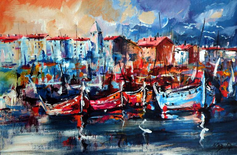 Print of Impressionism Boat Paintings by Kovacs Anna Brigitta