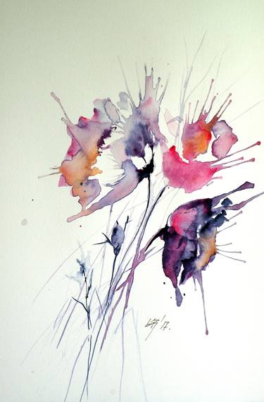 Print of Impressionism Floral Paintings by Kovacs Anna Brigitta