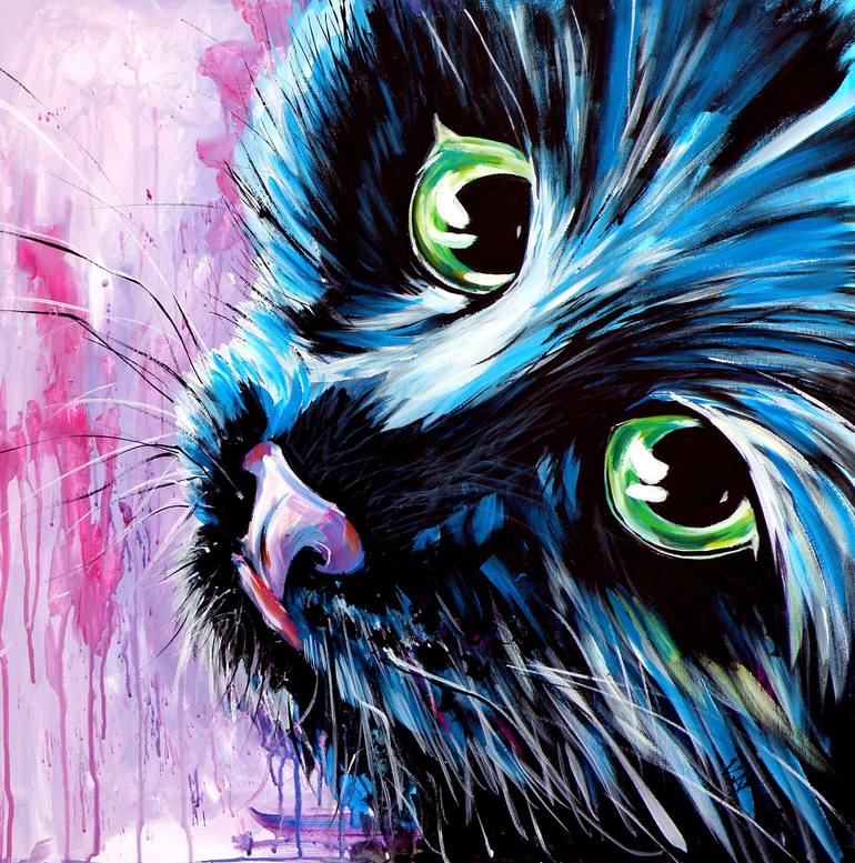 Cute black kitten Painting by Kovacs Anna Brigitta | Saatchi Art