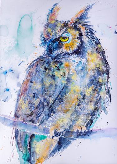 Great horned owl- Giclée print 1/10 limited edition print thumb