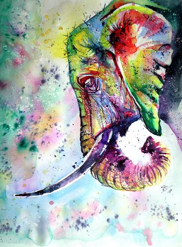 Colorful elephant dreaming thumb