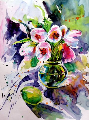 Original Impressionism Still Life Paintings by Kovacs Anna Brigitta