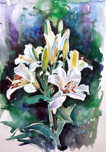 Print of Impressionism Floral Paintings by Kovacs Anna Brigitta