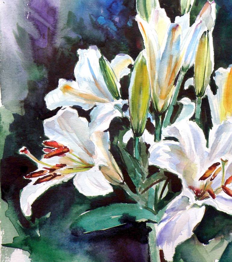 Original Impressionism Floral Painting by Kovacs Anna Brigitta