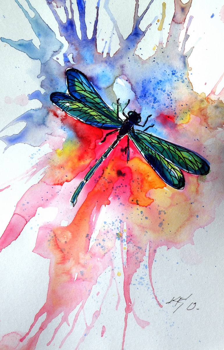 Dragonfly II Painting by Kovacs Anna Brigitta | Saatchi Art