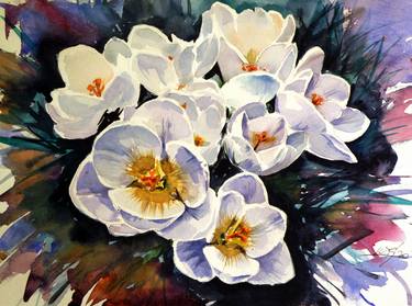 Original Impressionism Floral Paintings by Kovacs Anna Brigitta