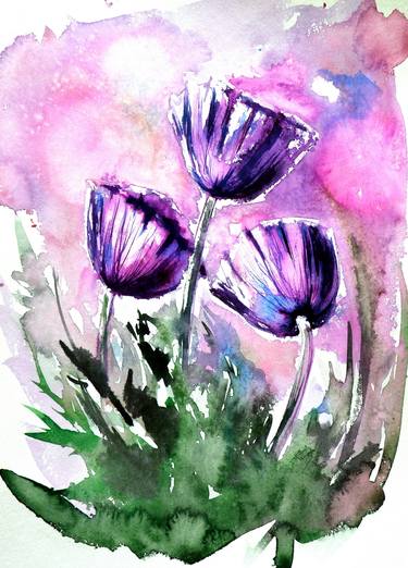 Original Impressionism Floral Paintings by Kovacs Anna Brigitta