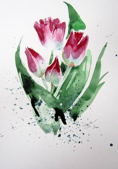 Print of Floral Paintings by Kovacs Anna Brigitta