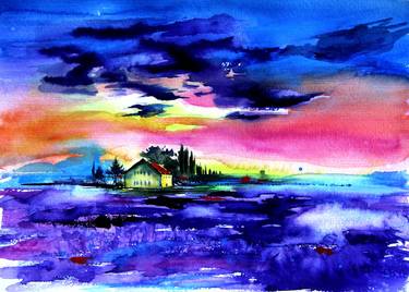 Print of Impressionism Landscape Paintings by Kovacs Anna Brigitta