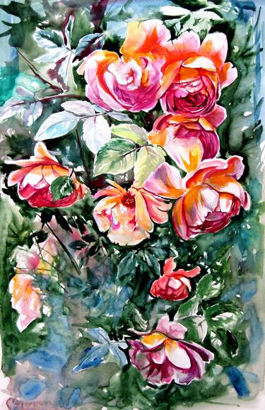 Print of Impressionism Floral Paintings by Kovacs Anna Brigitta