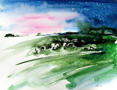 Sheep in the meadow thumb